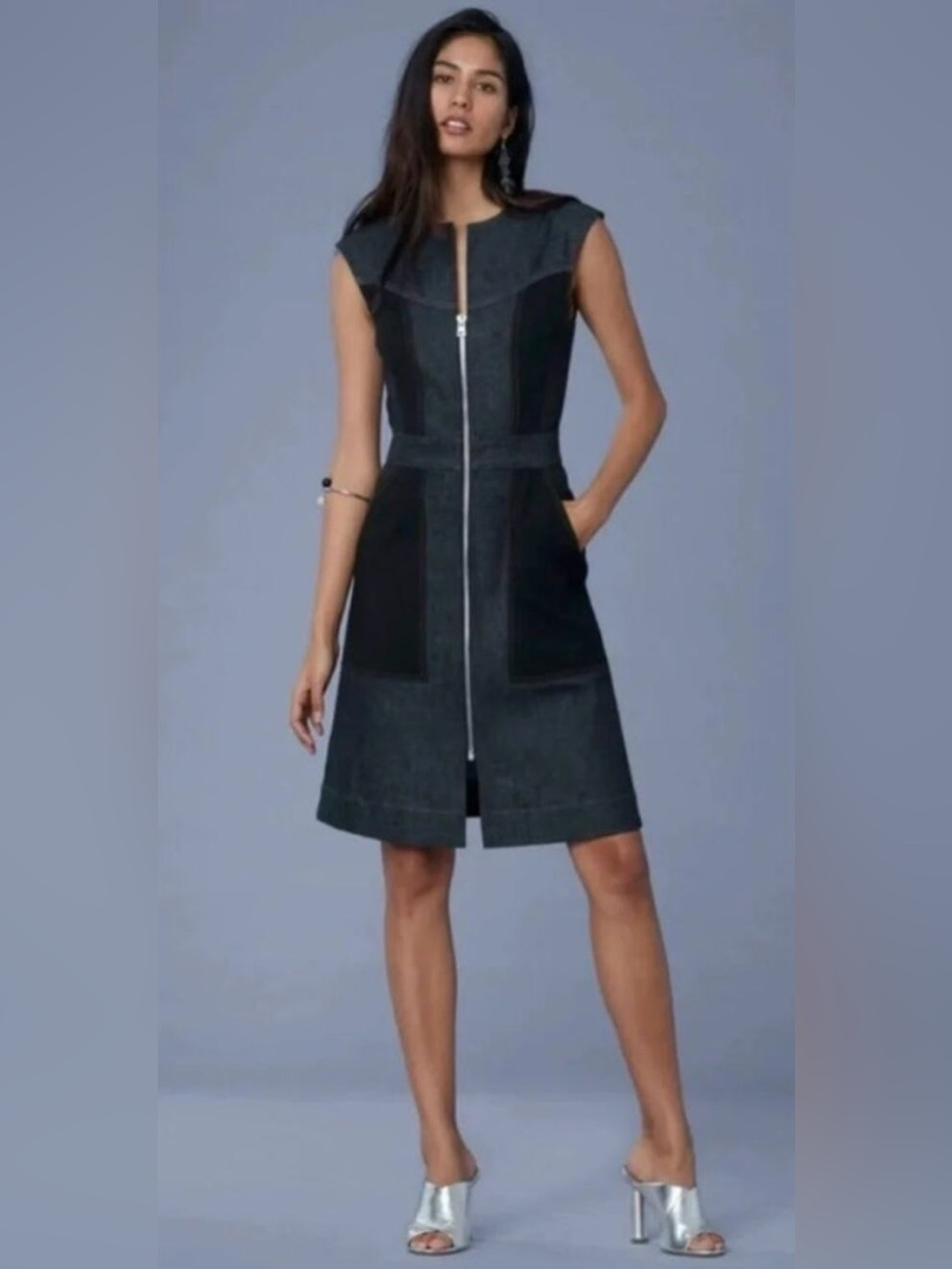 Cap-Sleeve Denim Dress